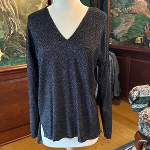 INC International Concepts Black V-Neck Sweater